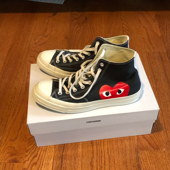 Black CDG Converse size 10 shoes - Picture 2 of 10